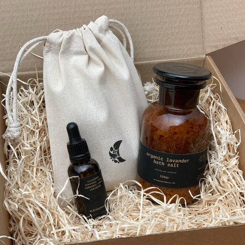 lavender bath salt and face oil + eye pillow